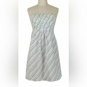 Lilly Pulitzer Gweneth Strapless Seersucker Dress Mini Polka Dot Print Size 4